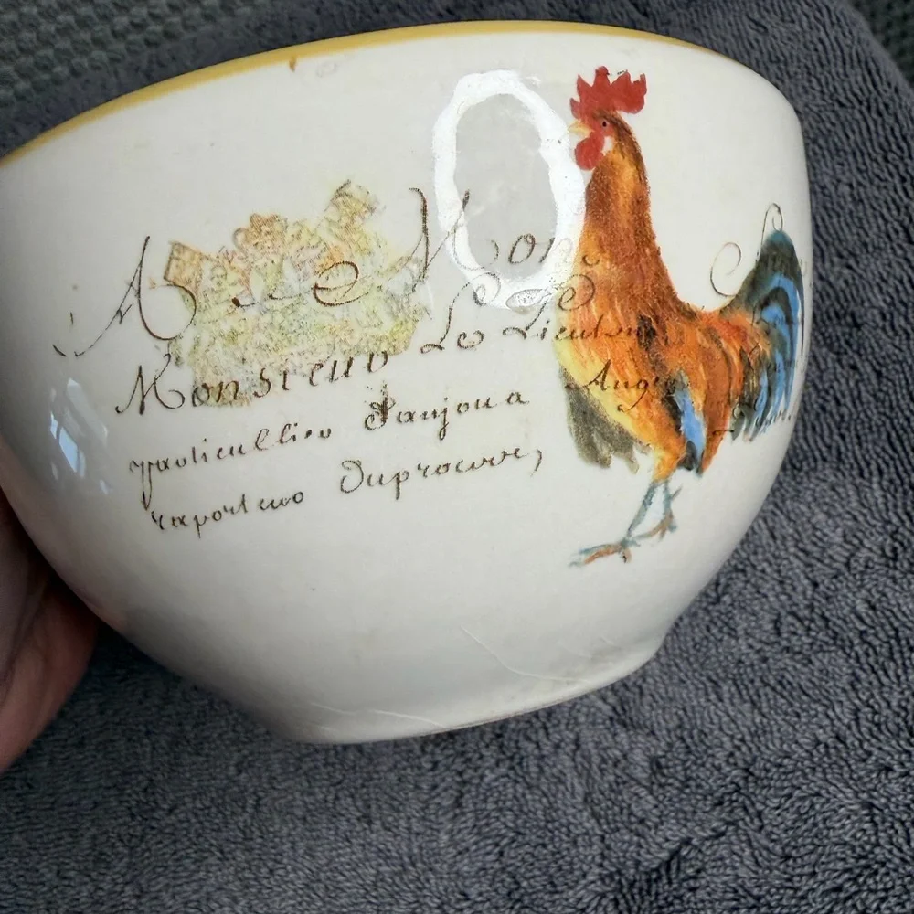 William Sonoma Rooster Script Soup/Cereal Bowl